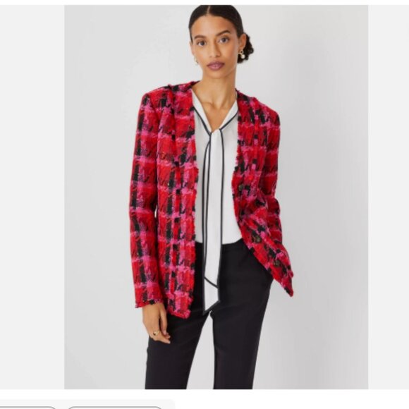 Ann Taylor Tweed Houndstooth Cardigan Jacket Size 4 NWT - Picture 2 of 14